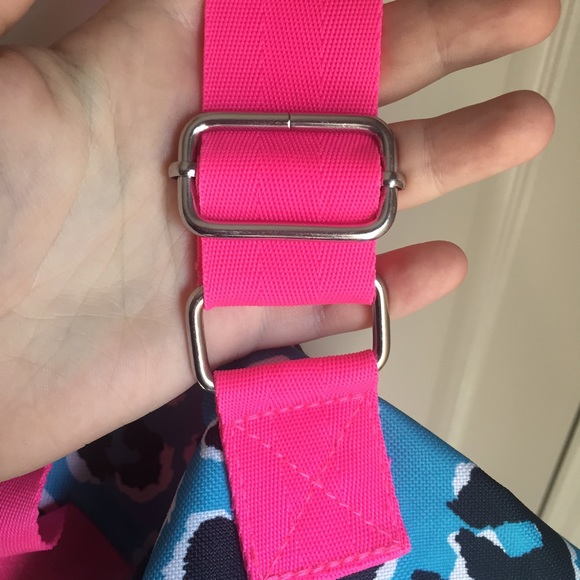 ❤️Justice gym bag canvas all about swim hot pink and blue leopard print glittery - Picture 13 of 15